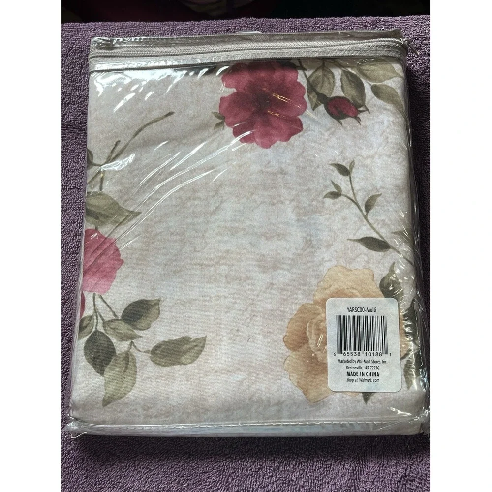 VTG Home Trends Fabric Shower‎ Curtain Antique Rose Pattern Machine Washable NEW